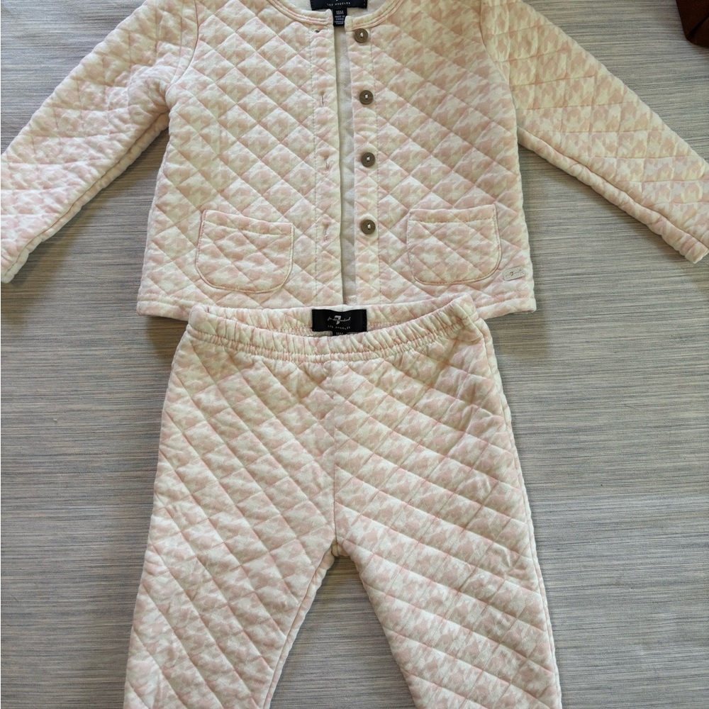 Baby Matching Set - Pink and White Quilted Houndstooth